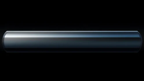 Sleek Metallic Cylinder on Black Background, Minimalist Digital Art.