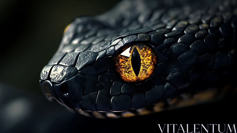 Mesmerizing serpent gaze in shimmering golden light.