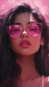 Pink neon sunglasses capture dreamy summer confidence