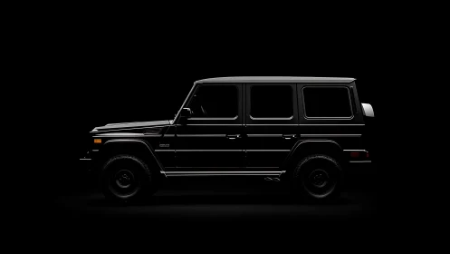 Photorealistic side profile of luxury SUV in low‑key lighting.