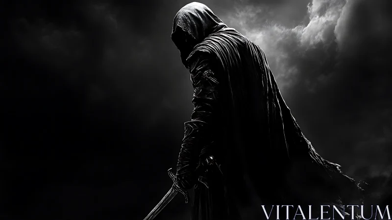 Hooded dusk warrior carved from shadow and stormlight.