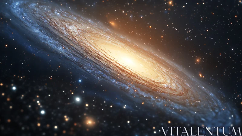 Spiral galaxy core glowing amid dense starfield panorama.