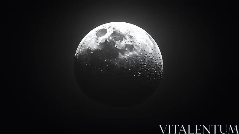 Moonlit craters in quiet orbit against a velvet dark sky.