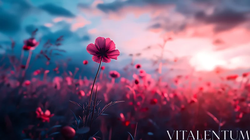 Crimson Bloom Stands Defiant Against Twilight's Embrace.