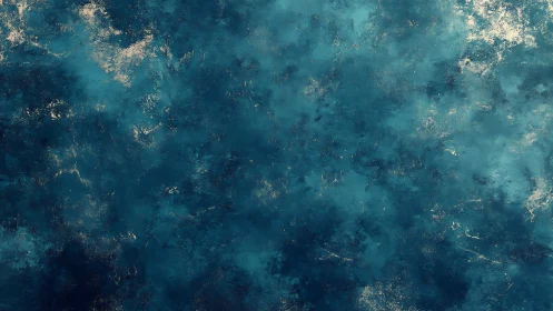 Turbulent cyan pigment field with textured atmospheric diffusion.