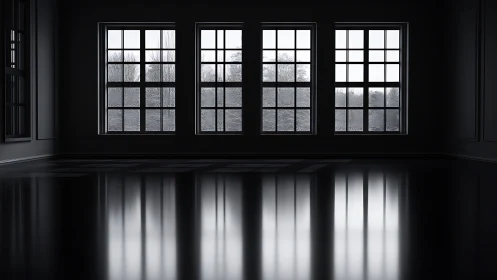 Silent winter light choreographs reflections on polished floor