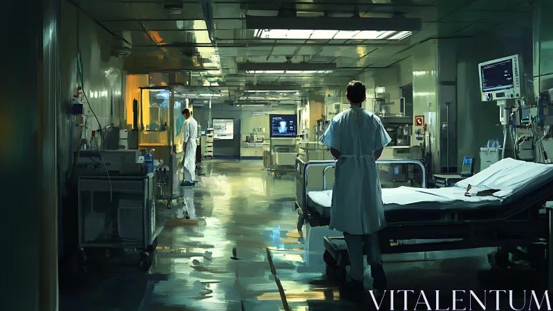 Quiet hospital corridor glowing with care and courage.