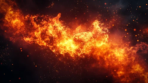 Explosive Fire Burst: Dynamic Combustion with Radiating Particles