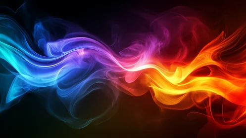 Luminous Wave Dance: Blue to Crimson Flow.