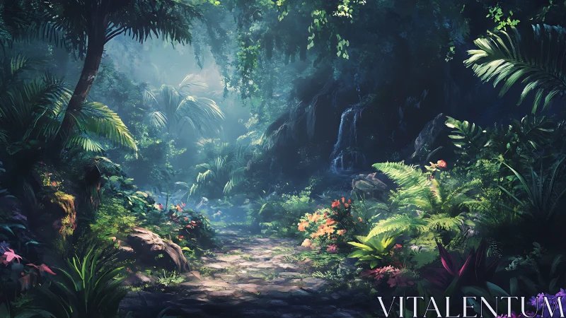 Luminous Canyon Garden Where Ancient Ruins Sleep Among Crystalline Waterfalls