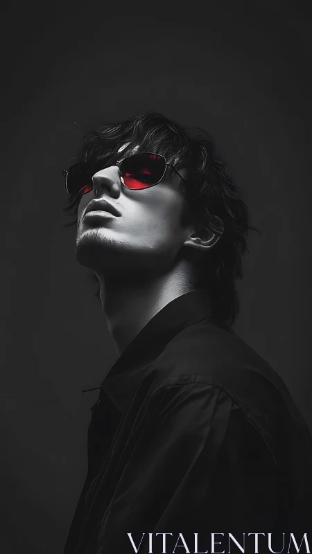 Crimson-tinted shades carve neon drama through midnight quiet