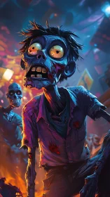 Neon-lit undead horde with expressive cel-shaded textures.