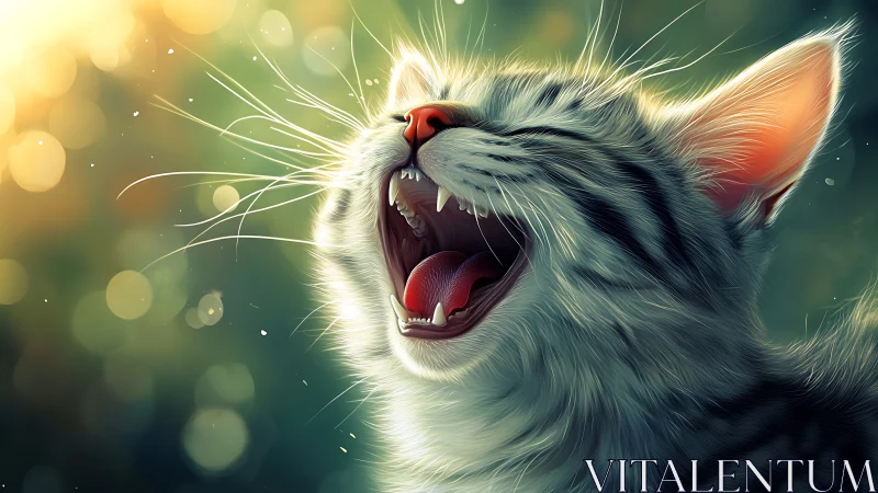 Whisker-Twitching Joy: A Cat's Gleeful Yawn.