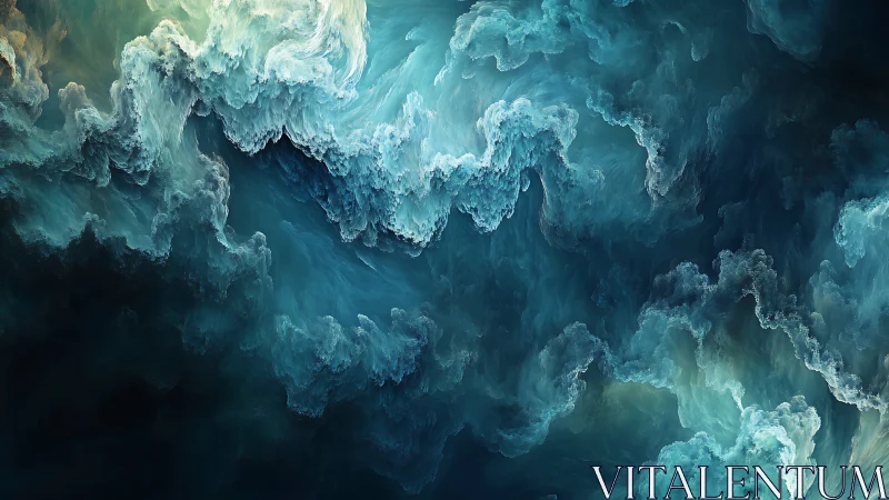 Dreamy teal clouds drift softly through a deep cosmic sky