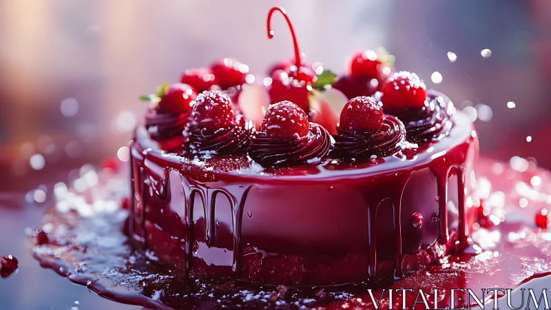 Multilayered Chocolate Torte with Candied Cherries and Gloss Ganache