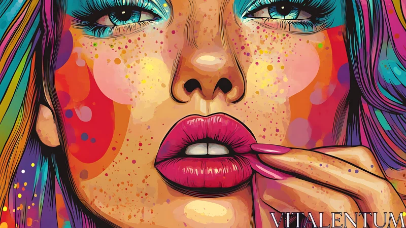 Neon-kissed portrait where pop art lips dare the spotlight.