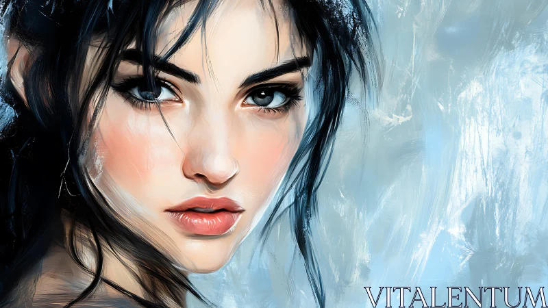 Expressive digital portrait isolates a woman’s intense gaze