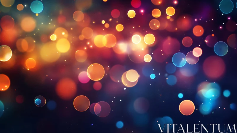 Vibrant abstract bokeh lights in warm and cool hues, digital art.
