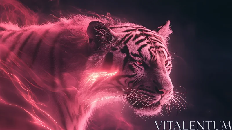 Neon pink tiger profile with glowing energy accents.