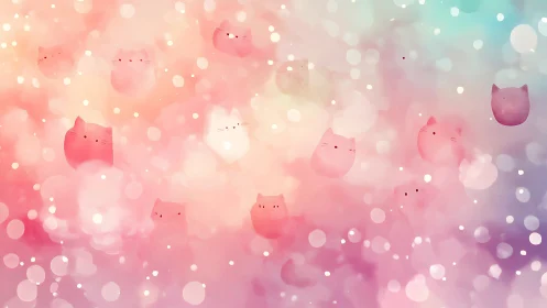 Dreamy Cat Parade Through Soft Pastel Bokeh.