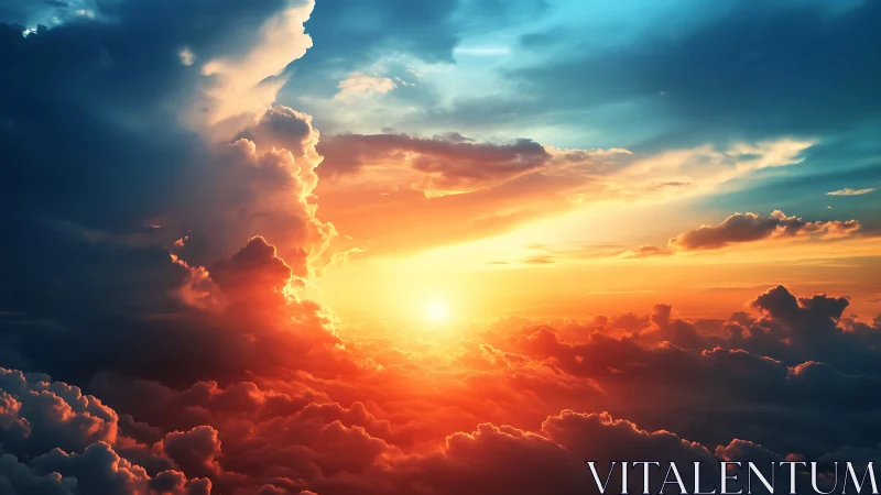 Radiant sunrise pouring golden light through soft clouds.