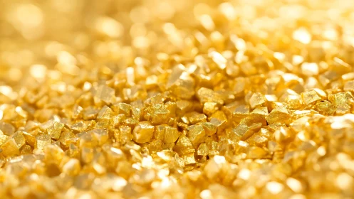 Gleaming gold nuggets glow in warm, radiant light.