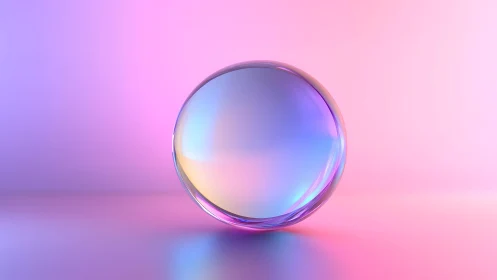 Glass sphere on pastel gradient background in digital art style.