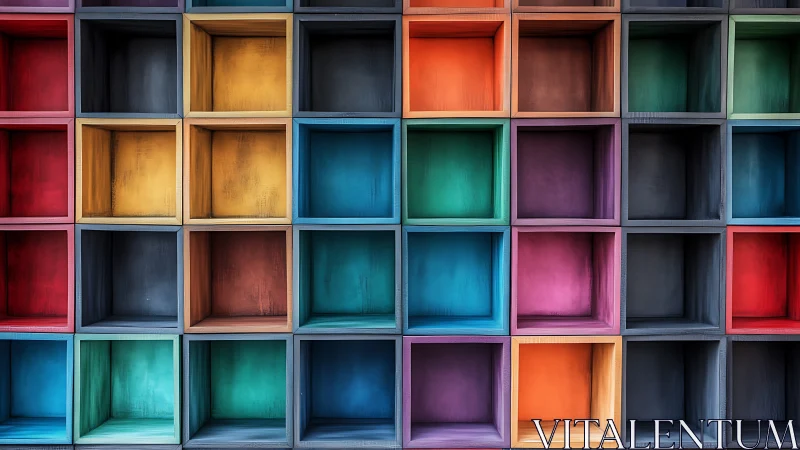 Colorful empty cubby wall inviting playful imagination.