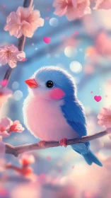 Blossom-kissed pastel songbird adrift in dreamy spring light.