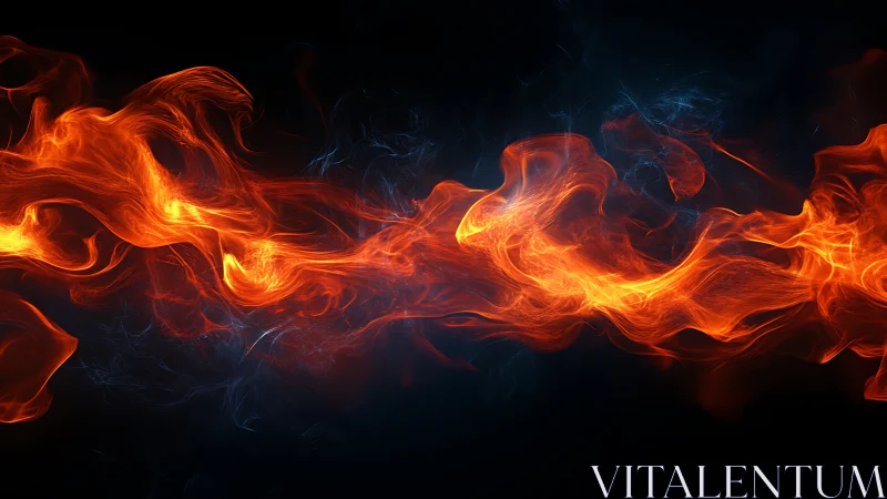 Dramatic Fire Flames Against Black Background.