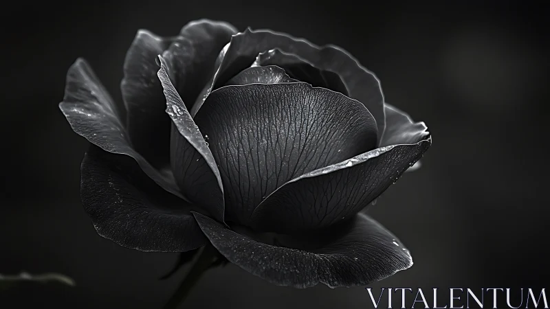 Monochromatic Rose Bloom Rendered in High Contrast.