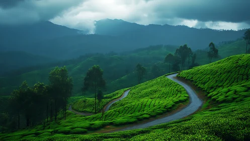 Rolling emerald hills welcome a quiet, winding mountain road