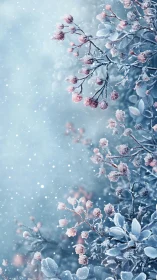 Frost-encrusted Rowan Berries in Crystalline Winter Precipitation.