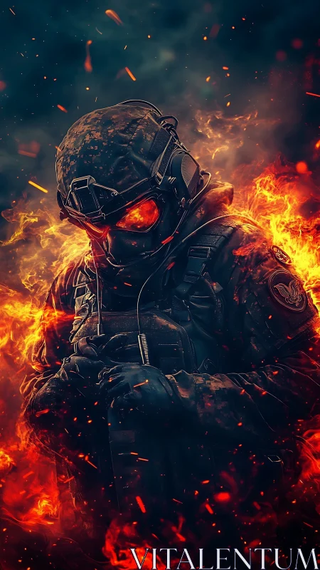 Tactical flamethrower operator in inferno-lit combat armor
