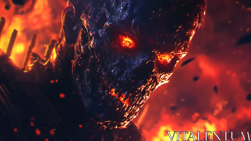 Digital painting of molten demonic skull in infernal close-up.