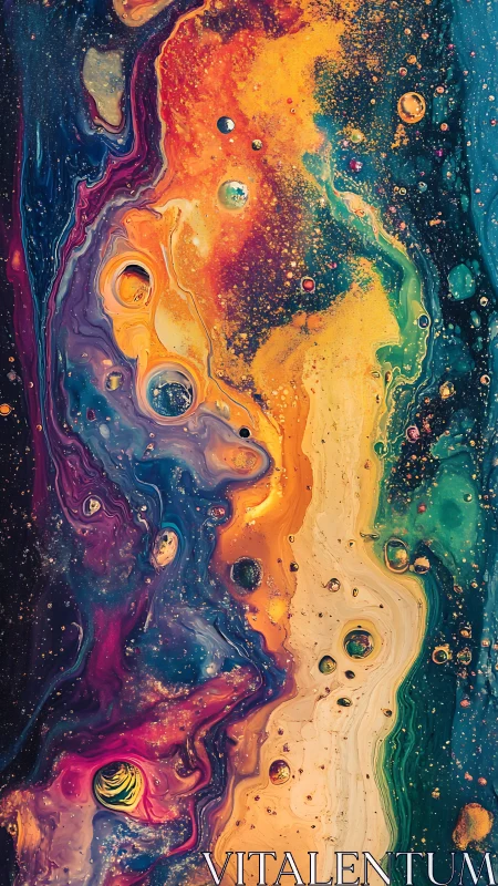 Cosmic paint rivers swirl through neon-tinted starfields.