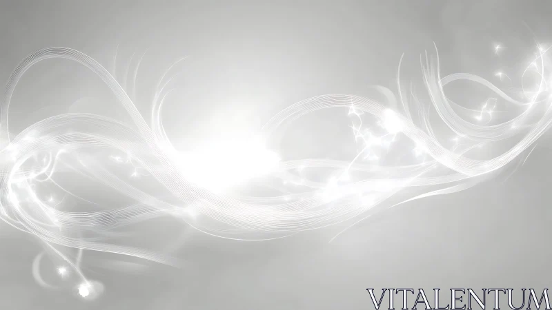 Abstract white light waves on soft gray background, digital style.