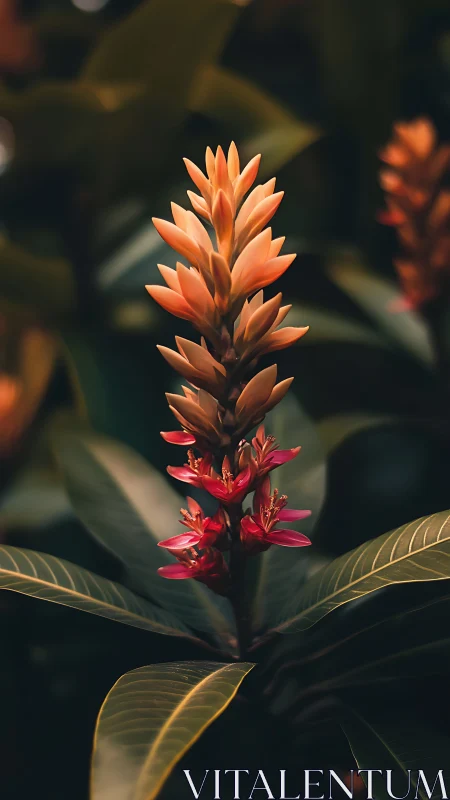 Tropical Ginger Flower Spike with Warm Gradient Tones