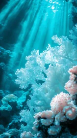 Cotton coral daydream under wandering turquoise sunbeams.