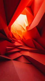 Geometric red canyon corridor in immersive 3D abstraction.