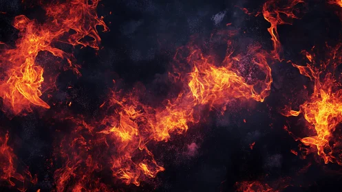 Intense Flames Against Dark Background.