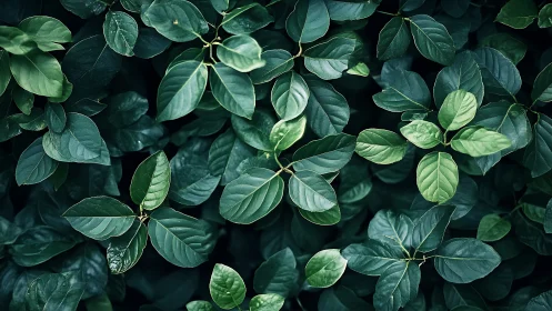 Dense green foliage fills frame with layered glossy leaves