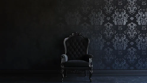 Velvet shadows crown a lone black throne in quiet luxury
