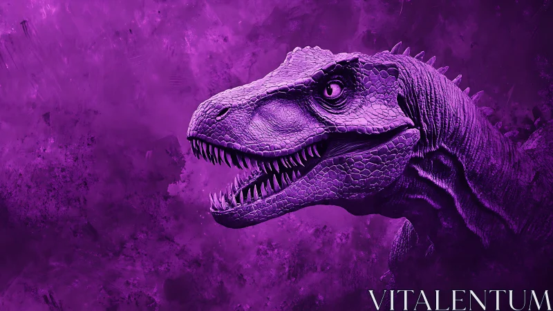 Purple dinosaur profile with textured scales and teeth.