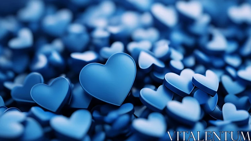 Blue hearts cascade gently, spreading love and warmth everywhere