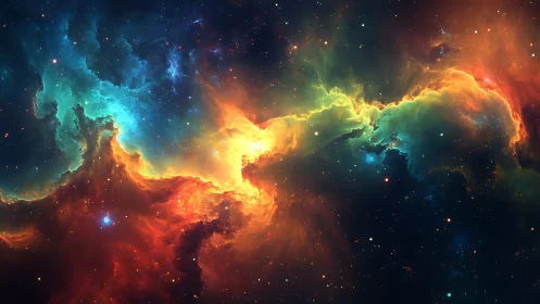 Nebular chromatic convergence in deep space digital painting.