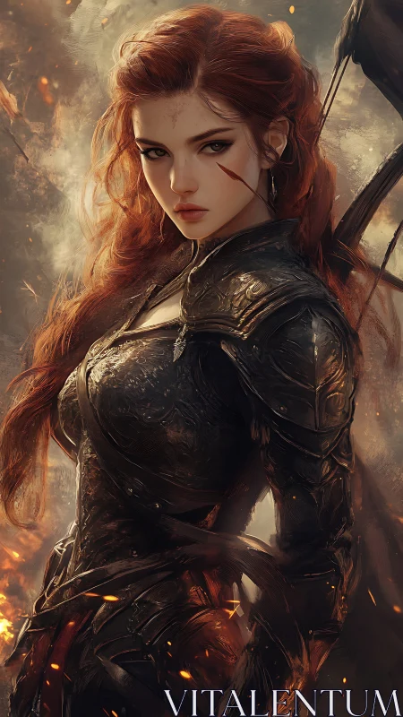 Ember-haired warrior listens to the battlefield breathing fire