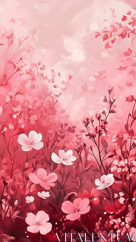 Floral gradient composition with botanical silhouettes and soft forms