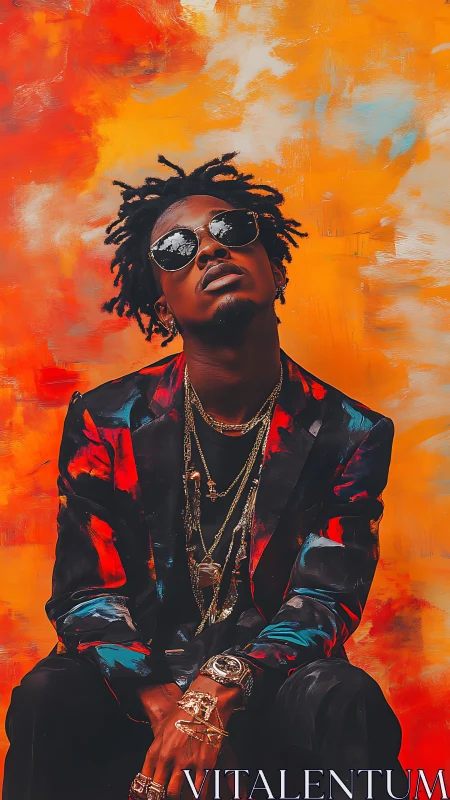 Digital painting portrait with neon streetwear and bold impasto background.