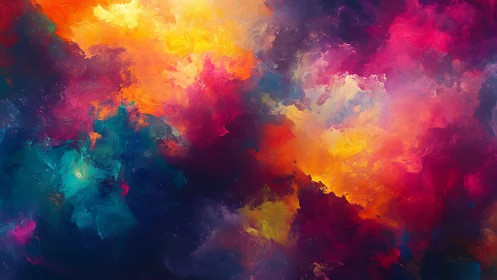 Radiant nebula clouds swirl in luminous cosmic color fields.